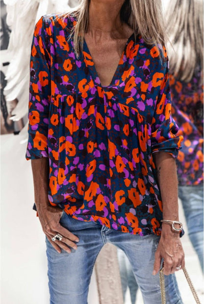 Bluză cu mânecă lungă și imprimeu floral vibrant Cristina Gore