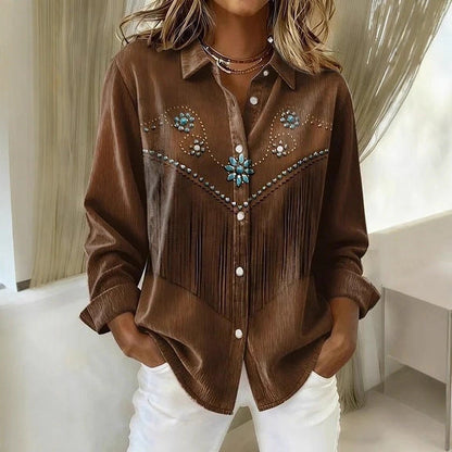 Bluză cu mânecă lungă în carouri, cu blocuri de culoare, Cristina Gore