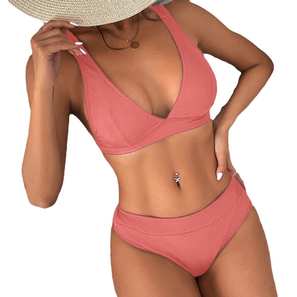 Set bikini elegant cu imprimeu nervuri Cristina Gore