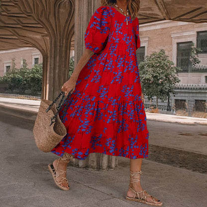 Rochie midi de vară cu imprimeu floral Cristina Gore