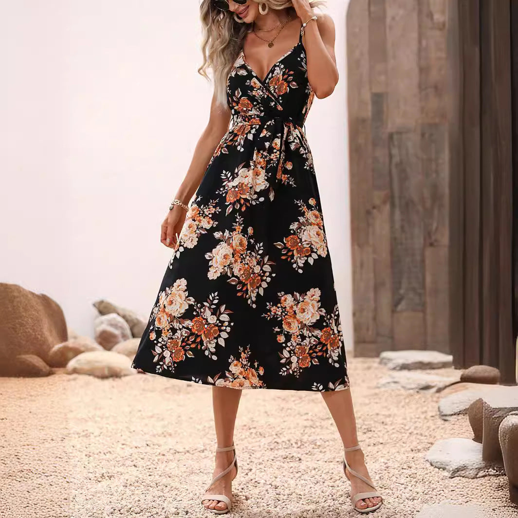 Rochie midi de vară cu imprimeu floral Cristina Gore