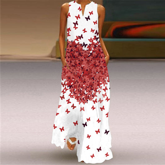 Rochie maxi fără mâneci cu imprimeu floral Cristina Gore