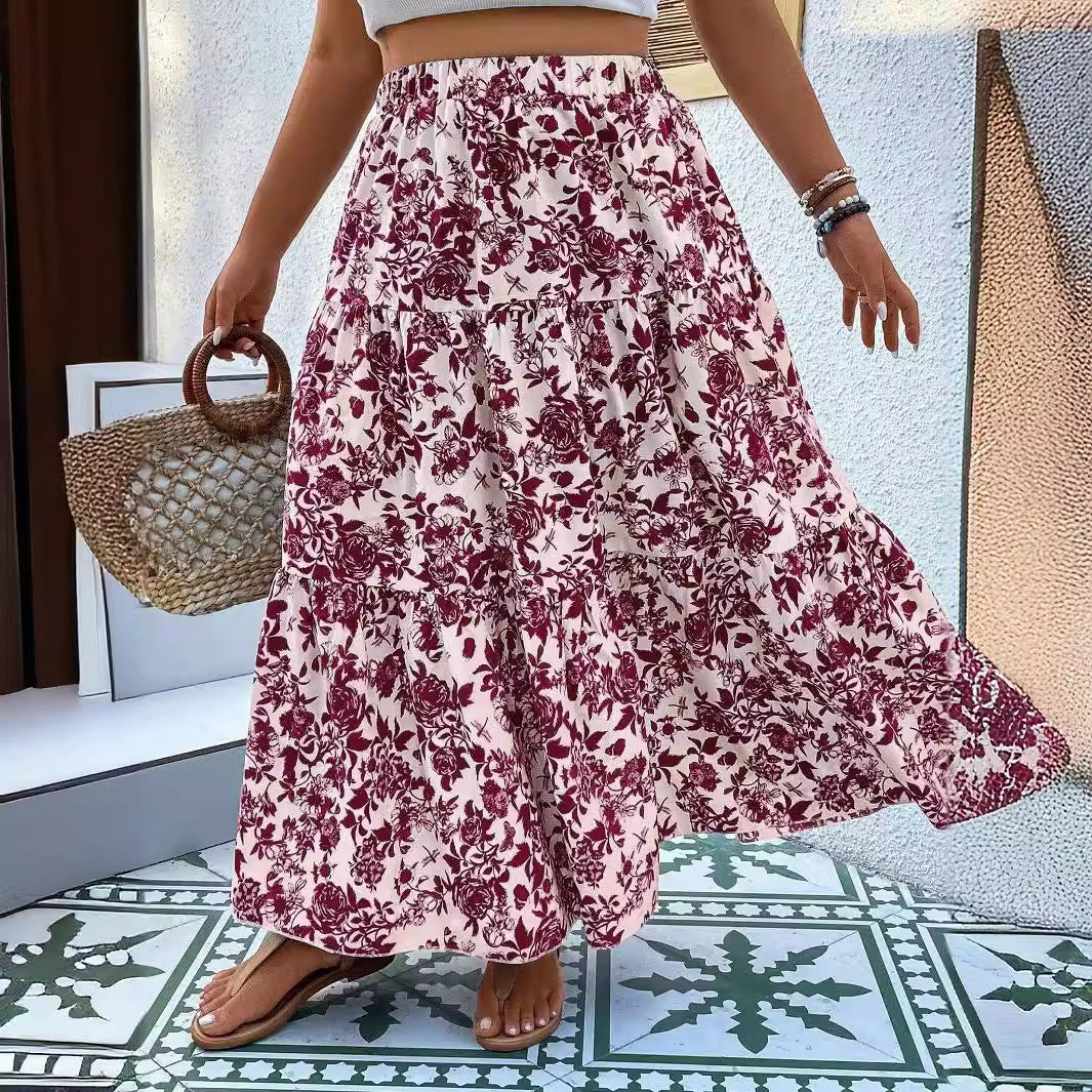 Fustă maxi Cristina Gore cu imprimeu floral, mărime mare