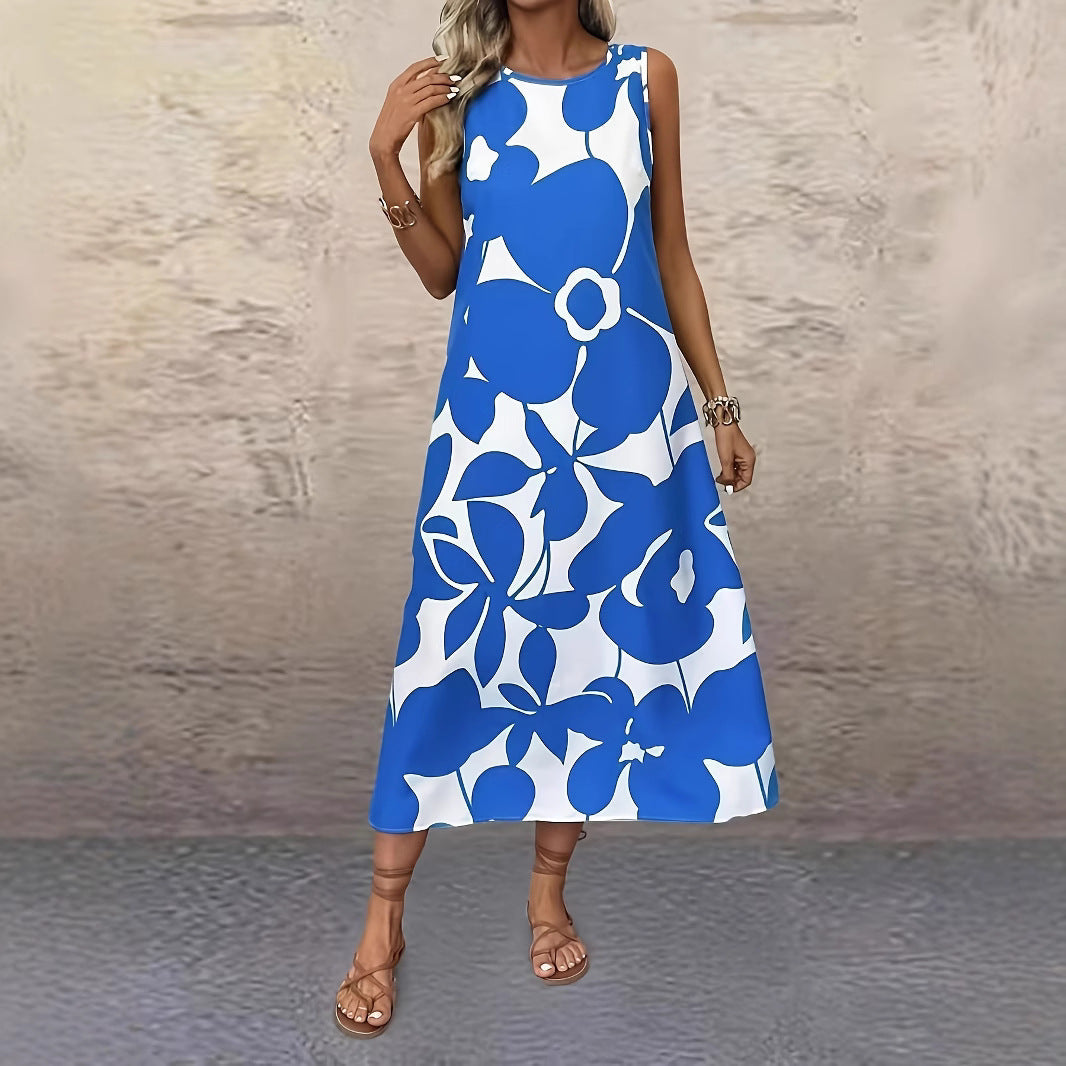 Rochie de vară fără mâneci cu imprimeu floral îndrăzneț Cristina Gore
