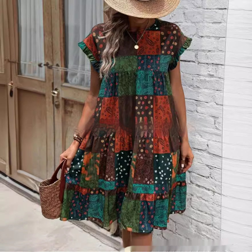 Boho Patchwork Cristina Gore Summer Midi Dress
