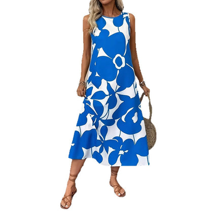 Rochie de vară fără mâneci cu imprimeu floral îndrăzneț Cristina Gore