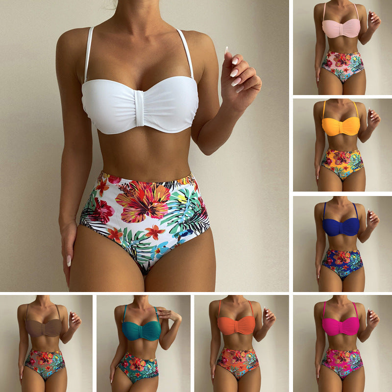 Floral Print High Waist Bikini by Cristina Gore