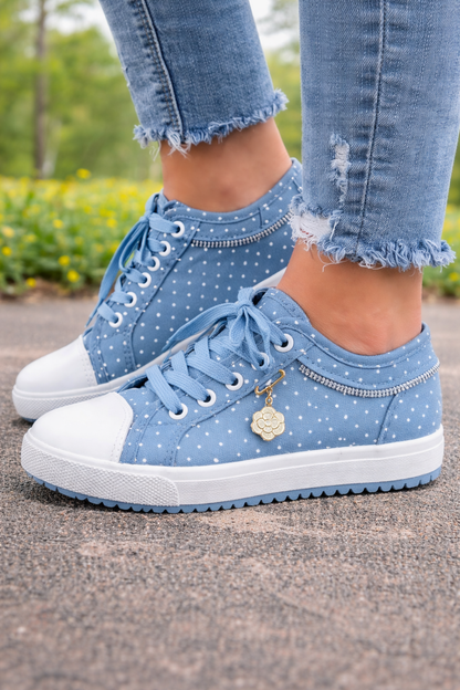 Teniși Cristina din pânză și plasă - Stil confortabil cu șireturi