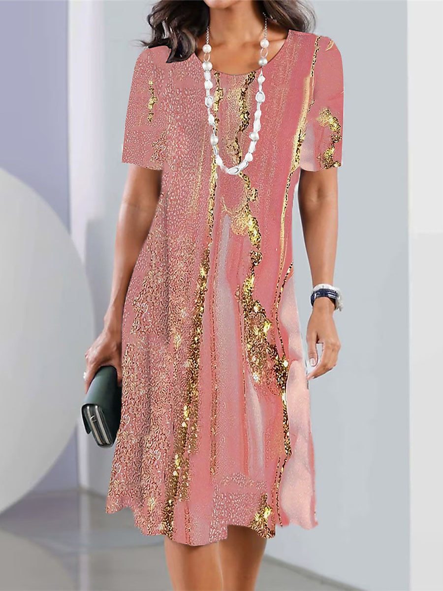 Rochie trapez Cristina – Imprimeu artistic și confort