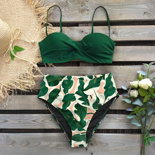 Bikini cu talie înaltă și imprimeu floral de Cristina Gore