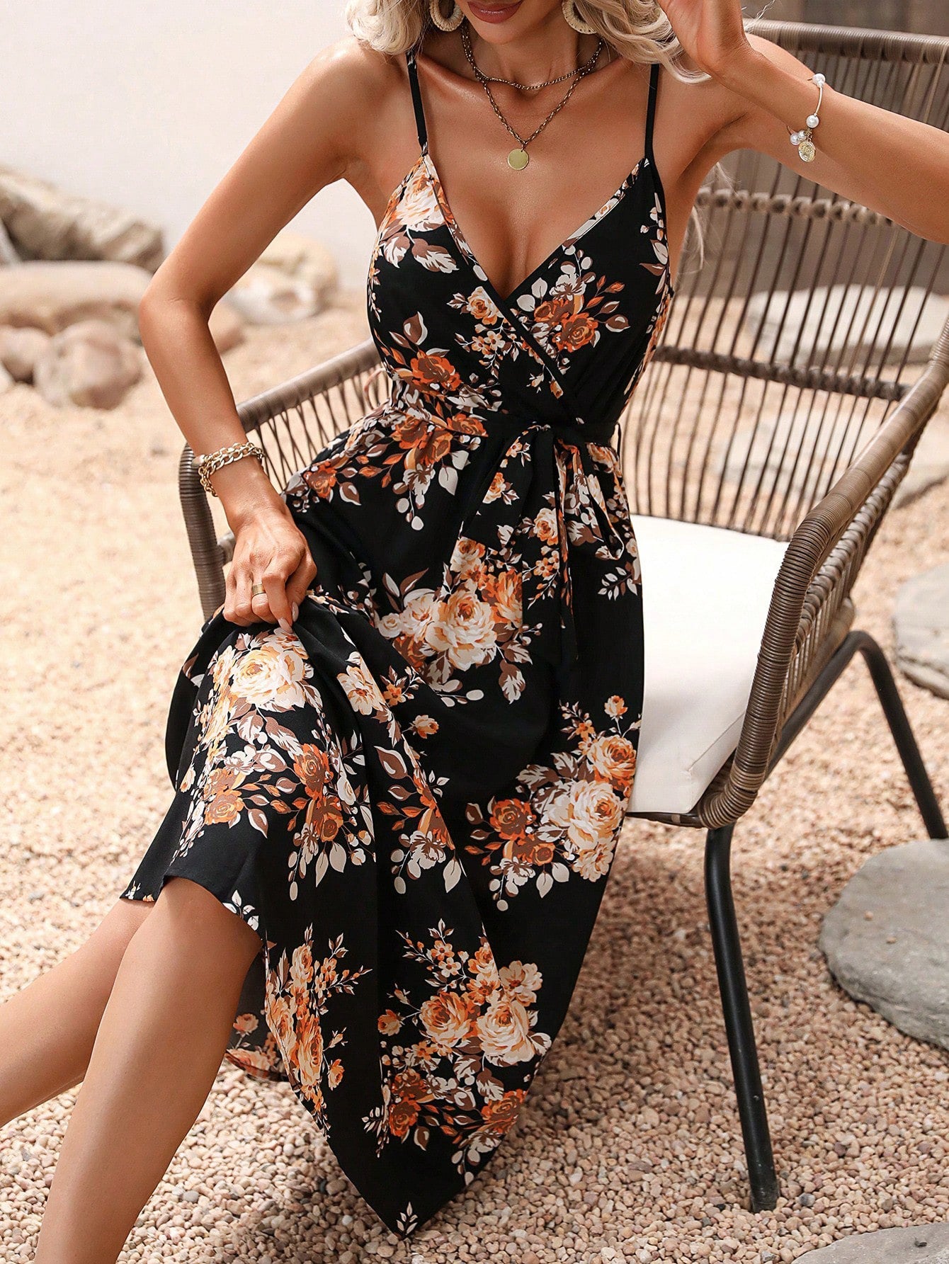 Rochie midi de vară cu imprimeu floral Cristina Gore