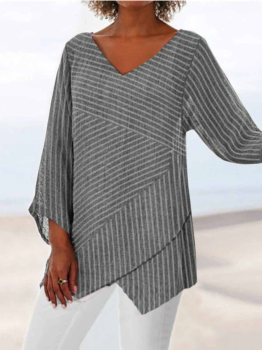 Top Cristina cu imprimeu 3D și decolteu în V - Inspirat din natură