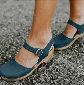 Sandale plate Cristina - Toc plat confortabil cu cataramă