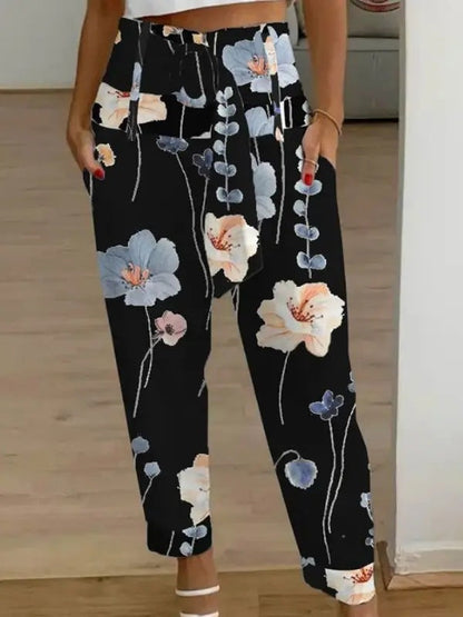 Pantaloni scurți din in cu imprimeu floral Cristina Gore pentru femei