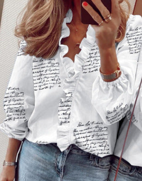 Bluză cu mânecă lungă și volane de Cristina Gore