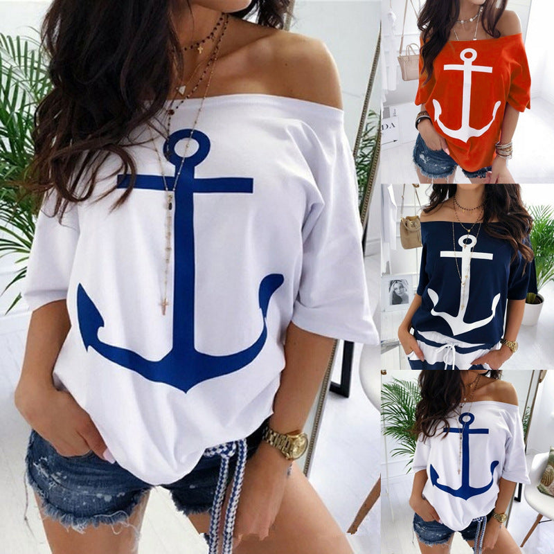 Nautical Anchor Off-Shoulder Top by Cristina Gore