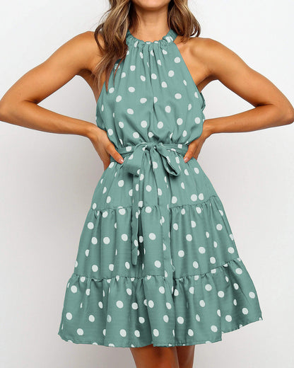 Rochie elegantă cu buline, model halter, de Cristina Gore
