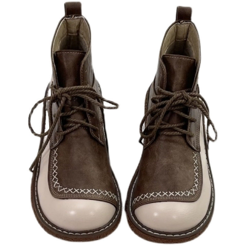 Ghete retro cu șireturi Cristina - Talpă groasă și confortabilă