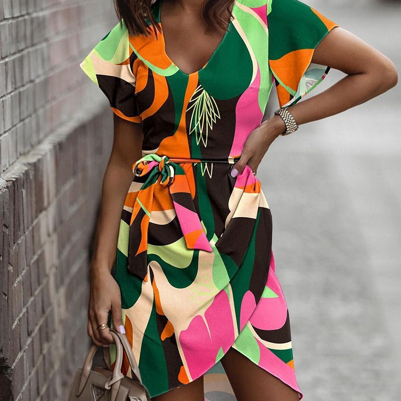 Rochie de vară Cristina Gore cu imprimeu vibrant, stil naveta