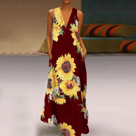 Boho Floral Cristina Gore Sleeveless Maxi Dress