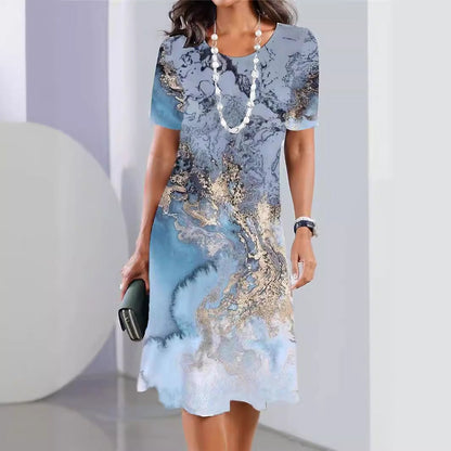 Rochie trapez Cristina – Imprimeu artistic și confort