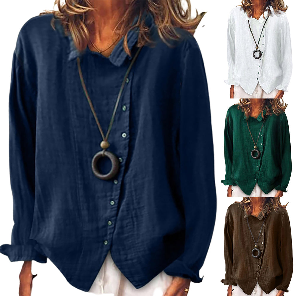 Cămașă Cristina din bumbac și in - Inspirație pură de culoare