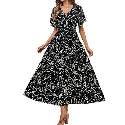 Rochie midi cu mânecă scurtă și imprimeu floral Cristina Gore