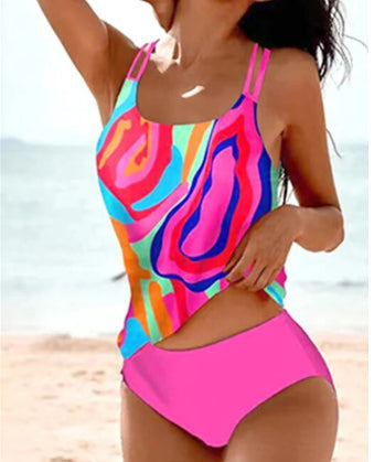 Set de costum de baie Cristina Vintage cu talie înaltă și imprimeu retro