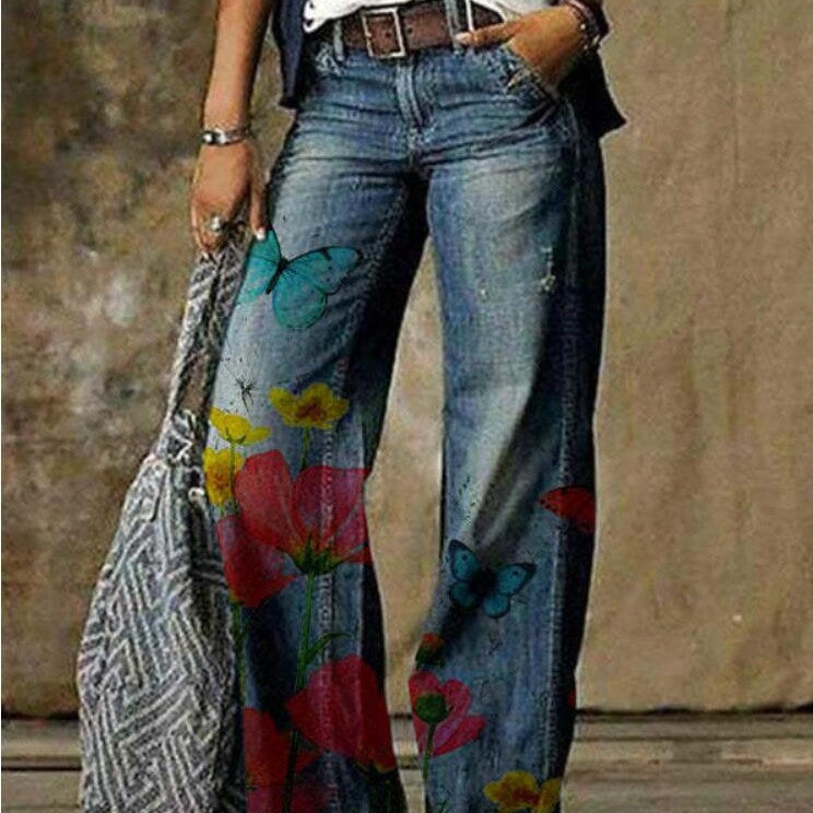 Artistic Floral Wide Leg Pants by Cristina Gore