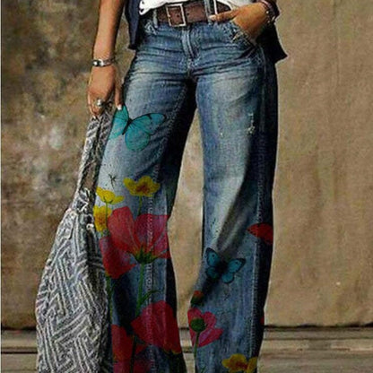 Artistic Floral Wide Leg Pants by Cristina Gore
