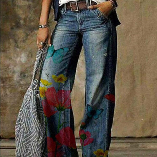 Artistic Floral Wide Leg Pants by Cristina Gore