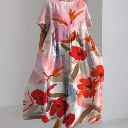 Artful Floral Cristina Gore Summer Midi Dress