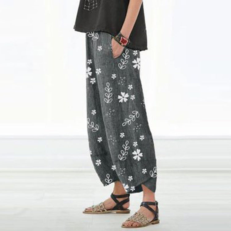Pantaloni largi din bumbac cu imprimeu floral de Cristina Gore