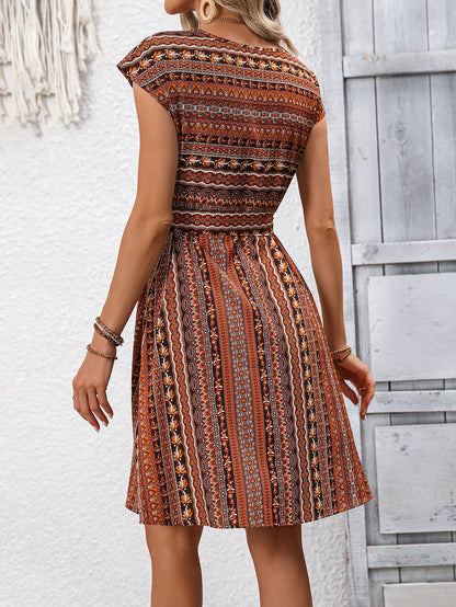 Rochie tip A cu imprimeu boho, stil de vară Cristina Gore