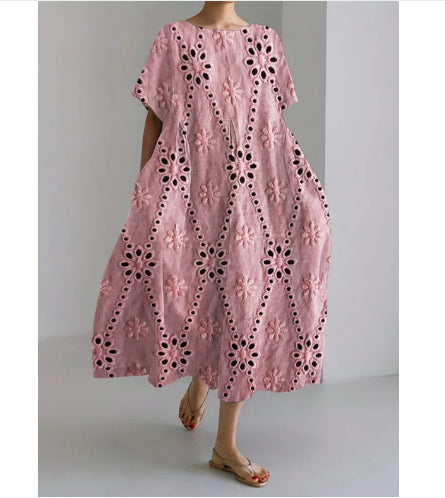 Rochie maxi Cristina cu imprimeu digital 3D și imprimeu confortabil