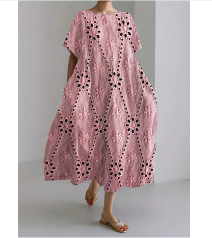 Rochie maxi Cristina cu imprimeu digital 3D și imprimeu confortabil