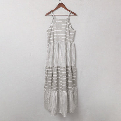 Rochie maxi cu imprimeu halter în dungi Cristina Gore