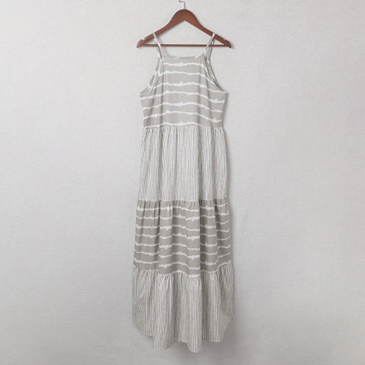 Rochie maxi cu imprimeu halter în dungi Cristina Gore