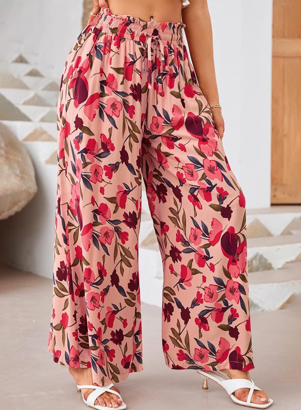 Pantaloni largi cu imprimeu floral Cristina - Inspirație de vară