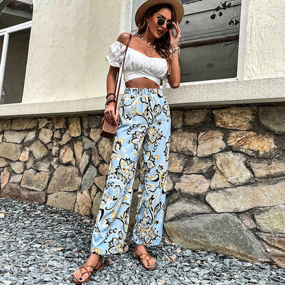 Pantaloni drepți cu imprimeu floral de Cristina Gore