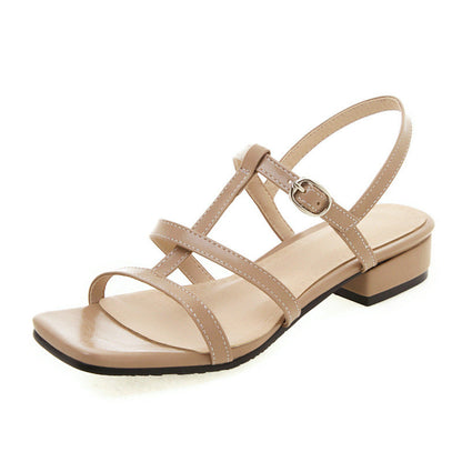 Sandale Cristina cu toc jos - Mărimi mari, vârf deschis