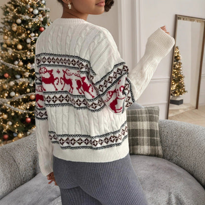 Pulover de Crăciun Cristina - Tricotaj festiv cu motive de reni