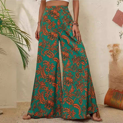 Pantaloni eleganți cu imprimeu floral și croi larg de Cristina Gore