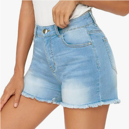 Pantaloni scurți din denim cu talie înaltă, slim fit, de Cristina Gore
