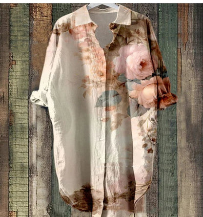 Rochie cardigan Cristina cu imprimeu floral 3D - Mâneci lungi