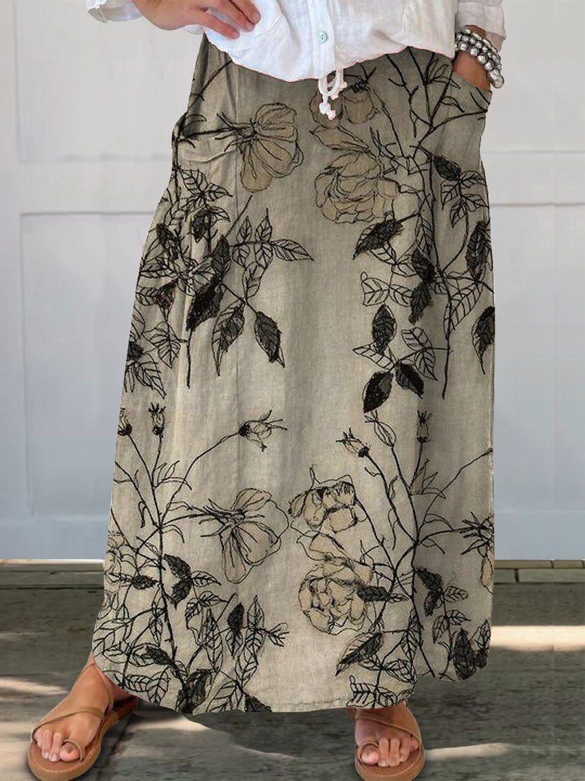 Fustă retro cu buzunar Cristina Gore, model floral, de zi cu zi