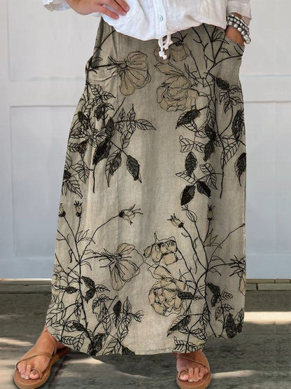 Fustă retro cu buzunar Cristina Gore, model floral, de zi cu zi