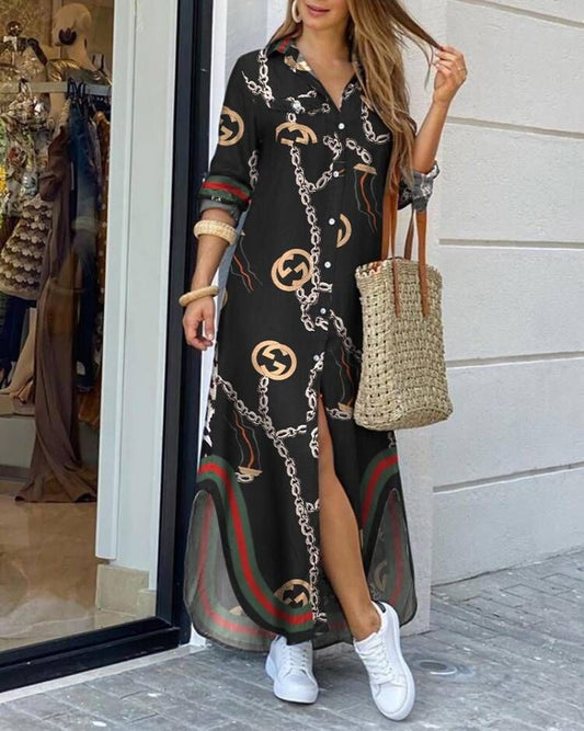 Rochie lungă elegantă cu imprimeu Cristina Gore