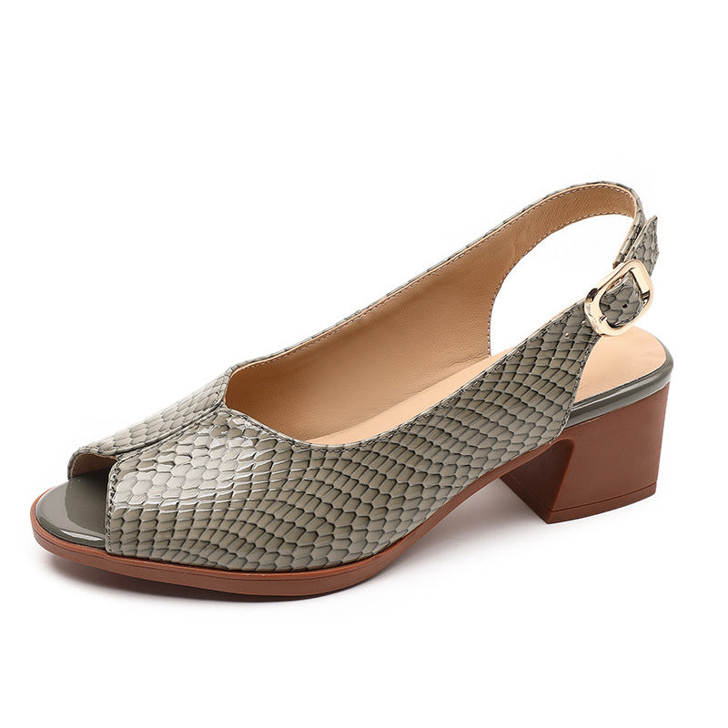 Sandale Cristina din piele cu vârful deschis - Mărimi mari confortabile