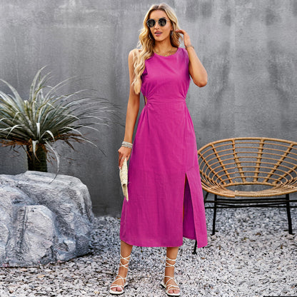 Rochie midi elegantă de vară fără mâneci de la Cristina Gore